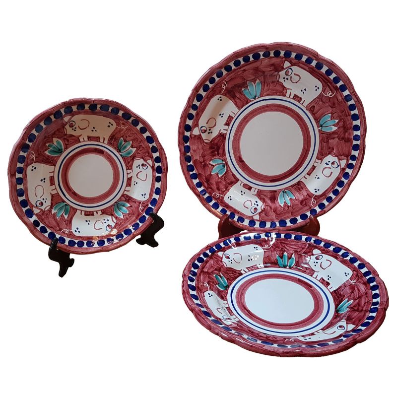 Teller-Set. Kollektion Animaletti. Handbemalte...