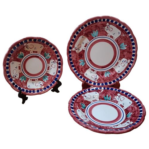 Plate Set. Animaletti Collection. Hand-Painted Vietri Ceramics