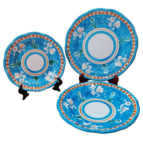 Plate Set. Animaletti Collection. Hand-Painted Vietri Ceramics