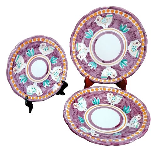Juego de Platos. Colección Animaletti. Cerámica de Vietri Pintada a Mano