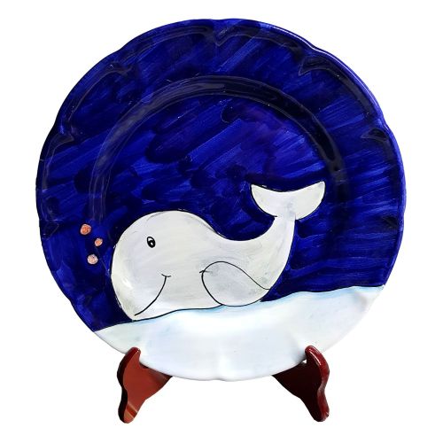 Dish, plate Sea line, handpainted in Vietri ceramic dinner, fruit/dessert underplate