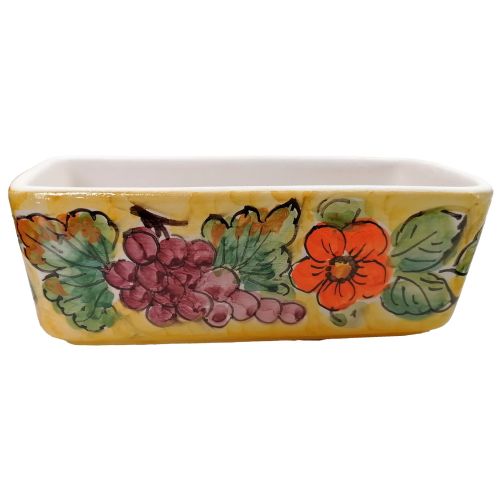 Mini maceta rectangular. Cerámica de Vietri. Pintada a mano.