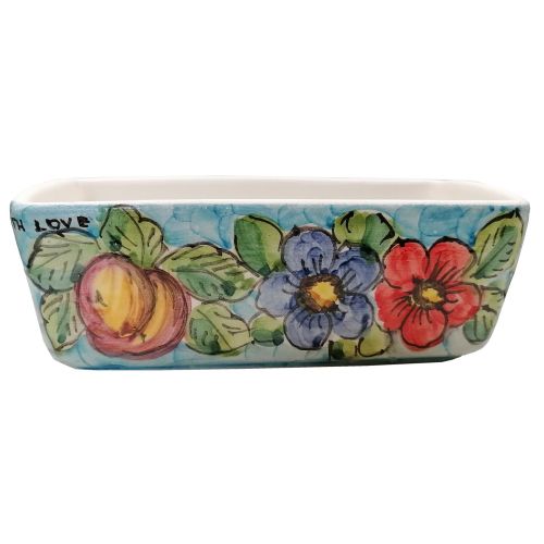Mini rectangular planter. Vietri ceramic. Hand-painted.