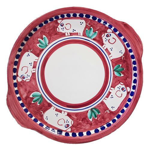 Round tray Animals line. handpainted Vietri ceramic