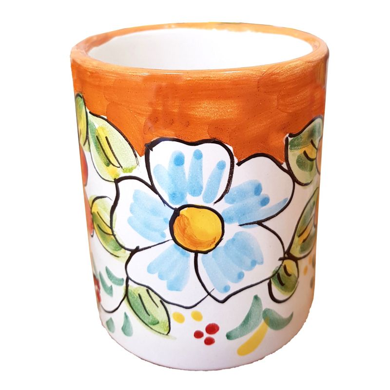 Glass. Flower Line. Vietri Ceramic. Hand-Painted.