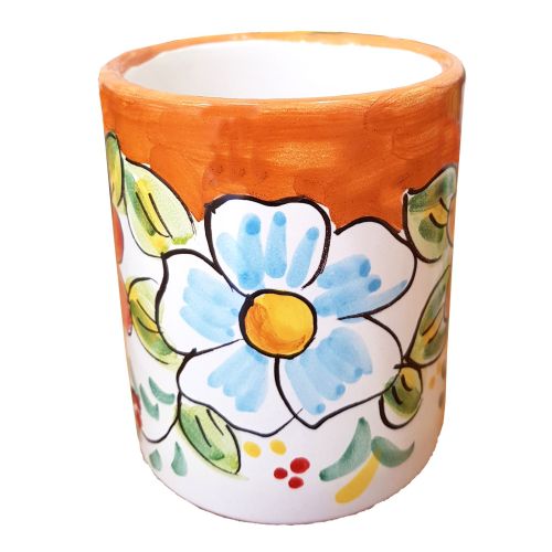 Glass. Flower Line. Vietri Ceramic. Hand-Painted.