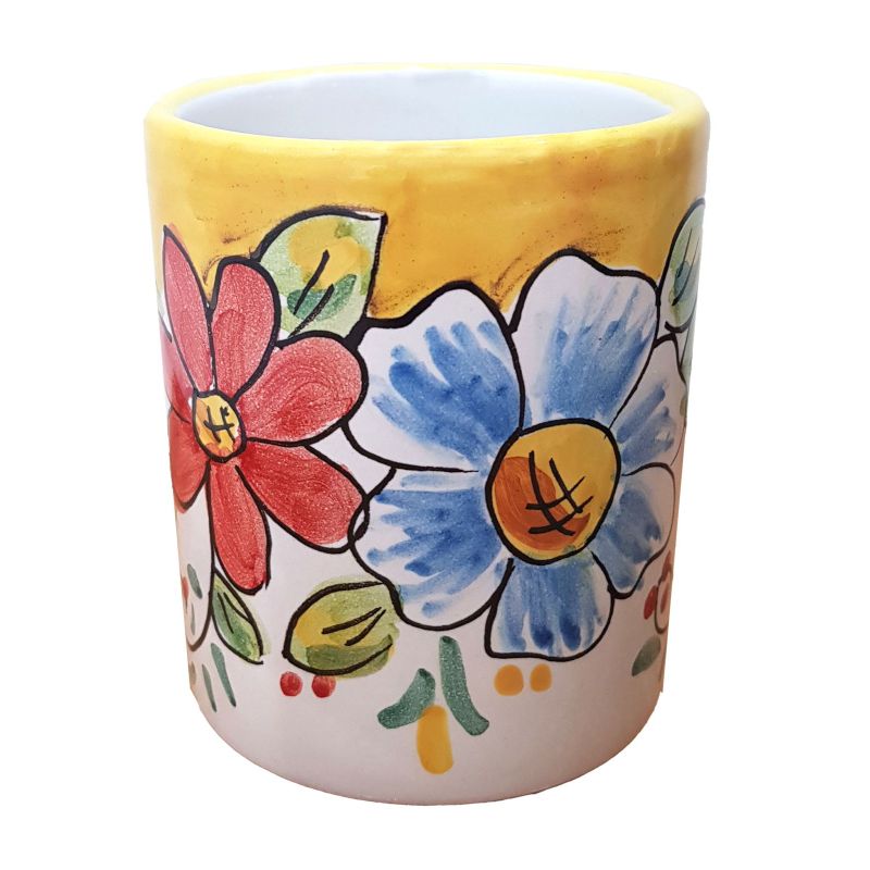 Vaso. Línea Flores. Cerámica de Vietri. Pintado...