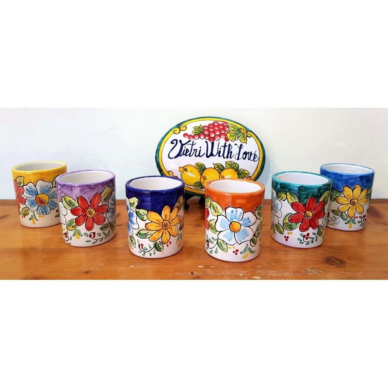 Vaso. Línea Flores. Cerámica de Vietri. Pintado...
