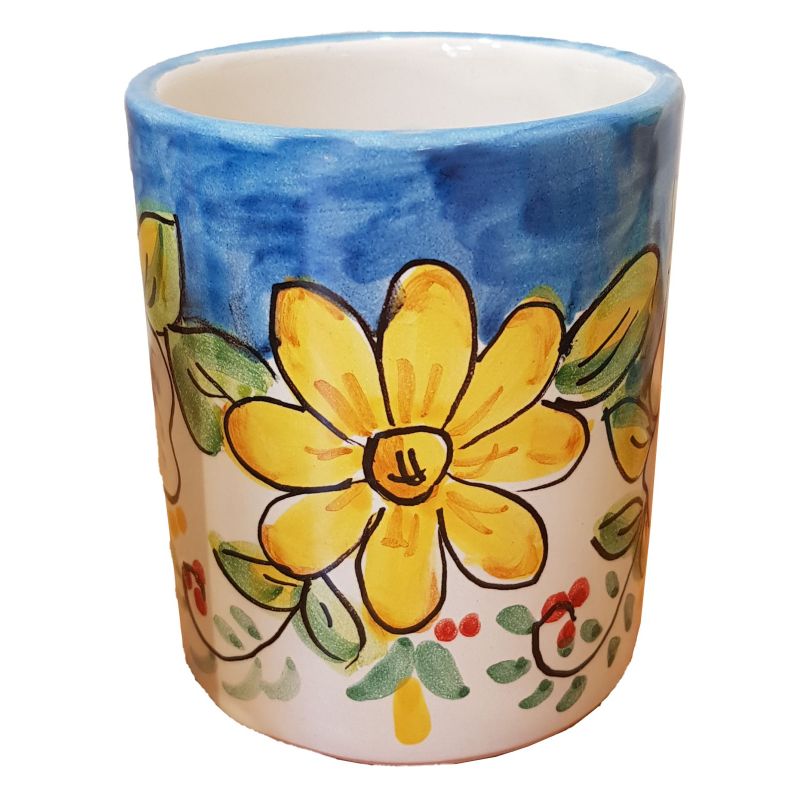 Glas. Blumen-Linie. Vietri-Keramik. Handbemalt.