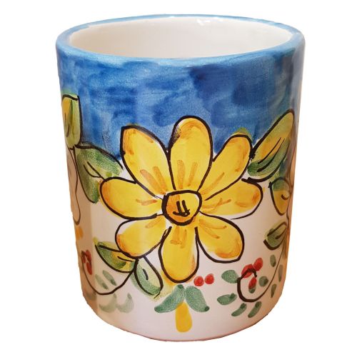 Glass. Flower Line. Vietri Ceramic. Hand-Painted.
