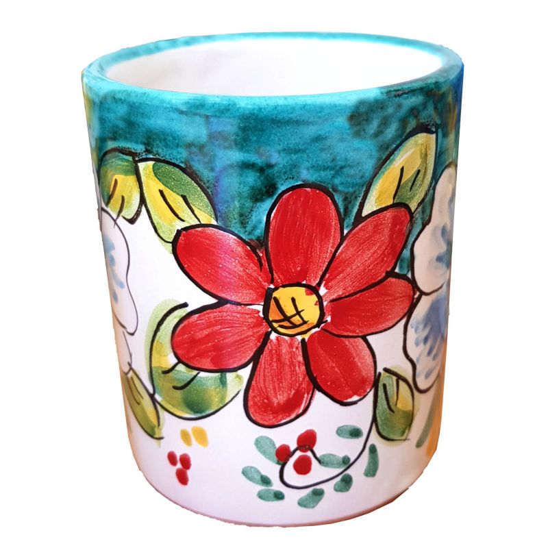 Glas. Blumen-Linie. Vietri-Keramik. Handbemalt.