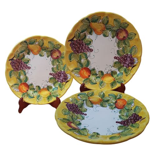 Three Dishes Plates handpainted Vietri ceramics Fruit...