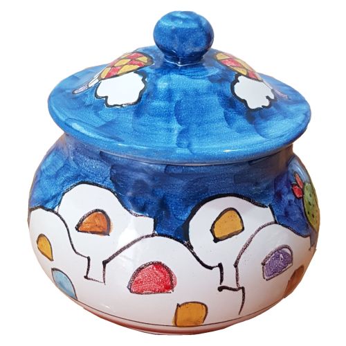 Customizable Spice Jar. Houses Line. Vietri Ceramic. Hand-Painted.