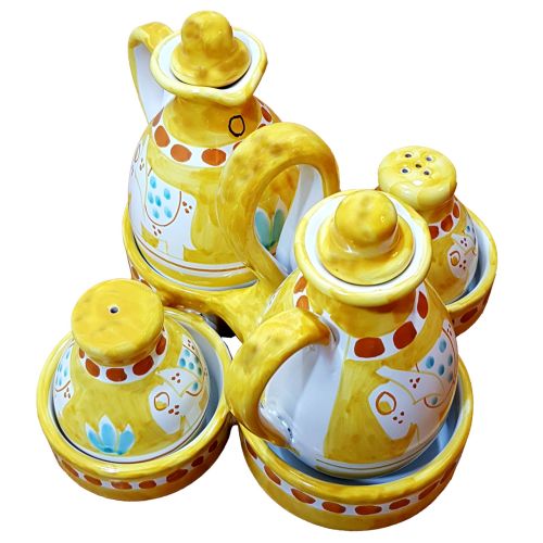 Oil vinegar salt and Pepper Set Animal line. handpainted...
