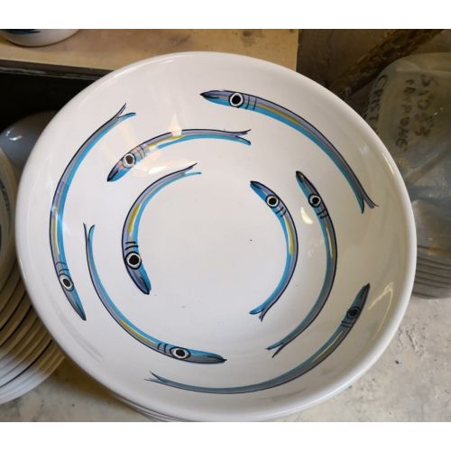 Irregular Bowl Sardines line. handpainted Vietri ceramic 2