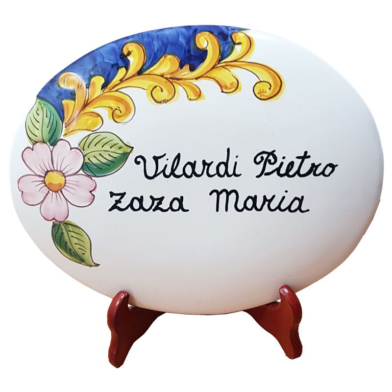 Customizable oval plaque. Flowers & Baroque...