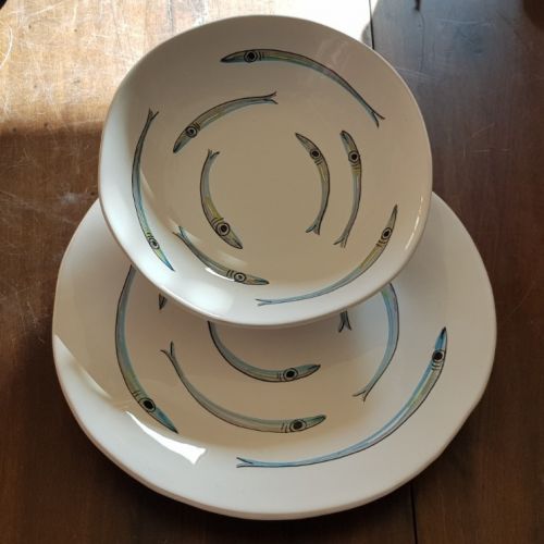 Dishes 2 pieces irregolari sardines line white... 2