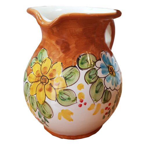 Carafe Bombée. Ligne Fleurs. Céramique de Vietri. Peinte à la main.