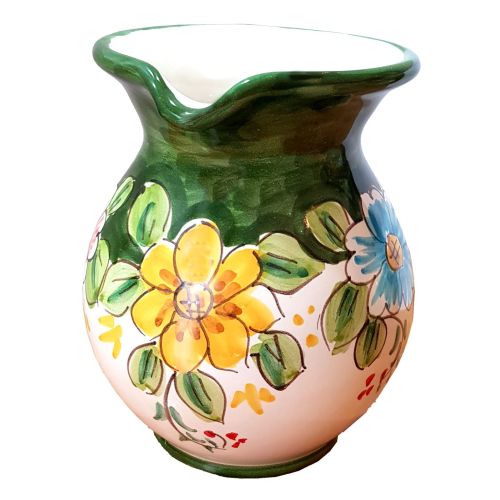 Bauchiger Krug. Blumenlinie. Keramik aus Vietri. Handbemalt.