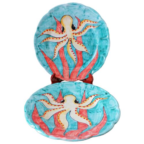 Dishes, Plates fishes line, handpainted in Vietri ceramic... 2