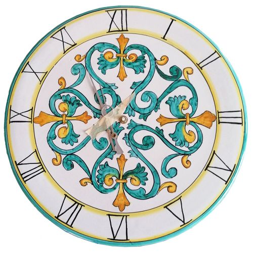 Wanduhr. Barock-Linie. Vietri-Keramik. Handbemalt.