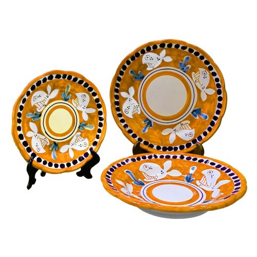 Plate Set. Little Animals Line. Vietri Ceramics. Hand-painted.