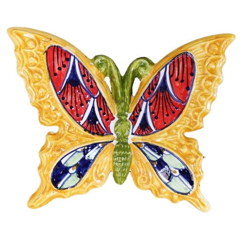 Colorful butterfly orange background handpainted Vietri... 2