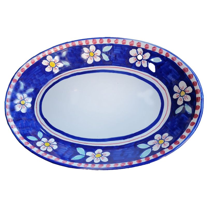 Oval bowl platter. Serving dish. Flowers line....
