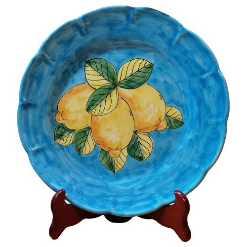 Plate. Dishes. Lemons line. Hand-painted Vietri ceramic....