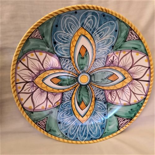 Piatto murale artistico. Ceramica vietrese. Dipinta a mano