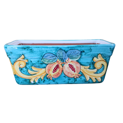 Rectangular Planter. Green Ramina Base with Pomegranates... 2