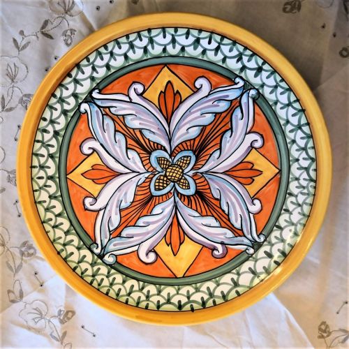 Piatto murale artistico. Ceramica vietrese. Dipinta a mano