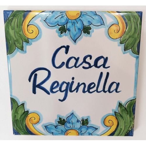 Customizable square plaque. Vietri ceramic. Hand-painted.
