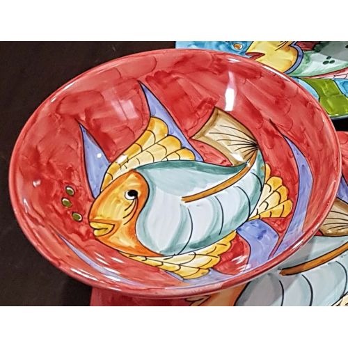 Bowl Smooth soup bowl. Fish collection. Hand-painted Vietri ceramic.