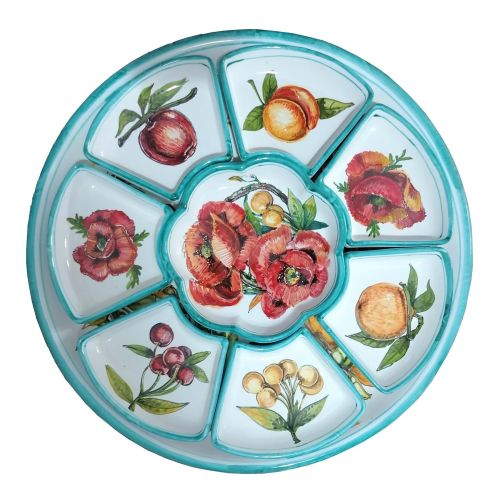 Appetizer set. Cold dinner. 9 pcs. Fruit line. Vietri ceramic. Hand-painted.