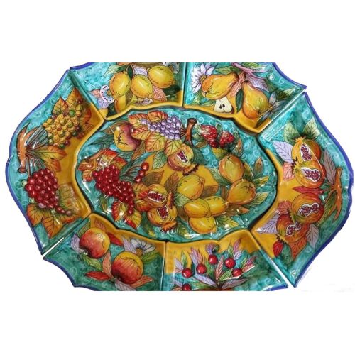 Appetizer set. Cold dinner. 7 pcs. Fruit line. Vietri ceramic. Hand-painted.