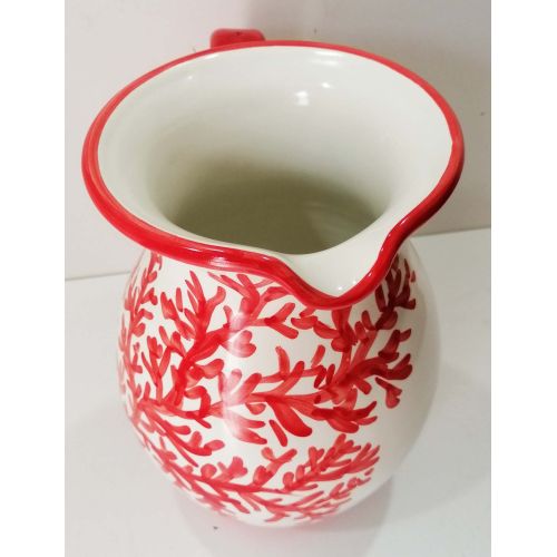 Carafe Bombée. Ligne Marine. Décor Corail. Céramique de...
