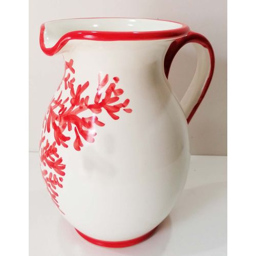 Carafe Bombée. Ligne Marine. Décor Corail. Céramique de Vietri. Peinte à la main.