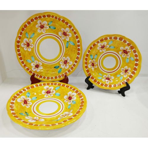 Dishes 3 pieces Flowers line. handpainted Vietri ceramic... 2