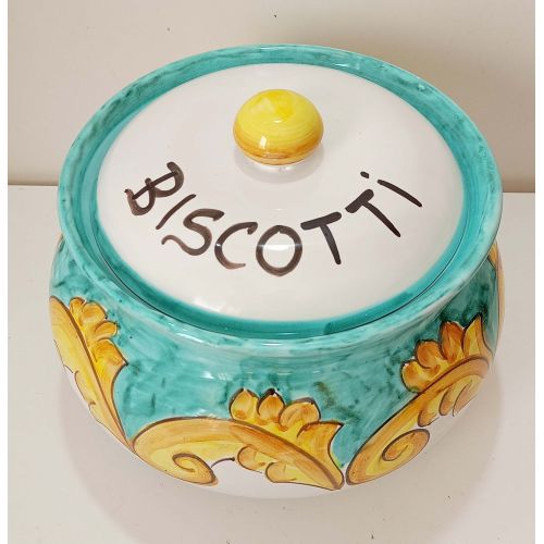 Biscottiera linea Barocco. Cerámica Vietri pintada a mano.