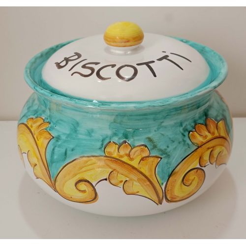 Biscottiera linea Barocco. Ceramica di Vietri dipinta a mano.