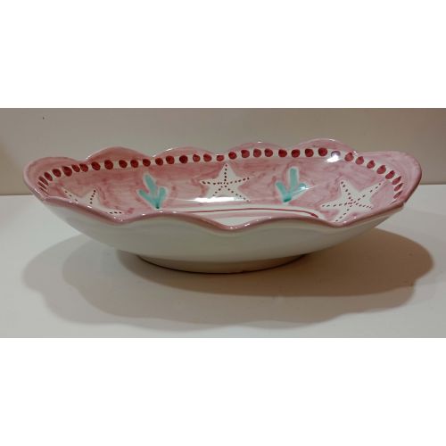 Bread basket. Animal line. Vietri ceramics. Hand painted