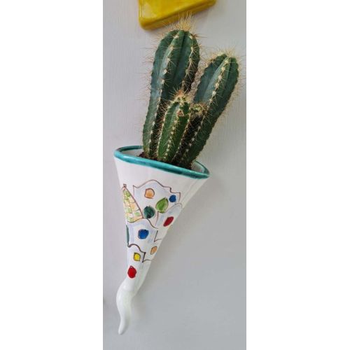 Horn-Pflanzenhalter. Partygeschenk. Handbemalt. Vietri...