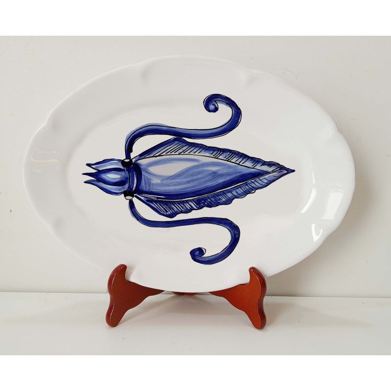 Oval scalloped serving plate. Sea line. Vietri...