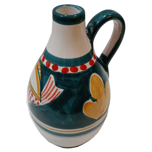 Öl- und Essigflasche mit Griff. Tierchen-Kollektion. Handbemalte Vietri-Keramik.