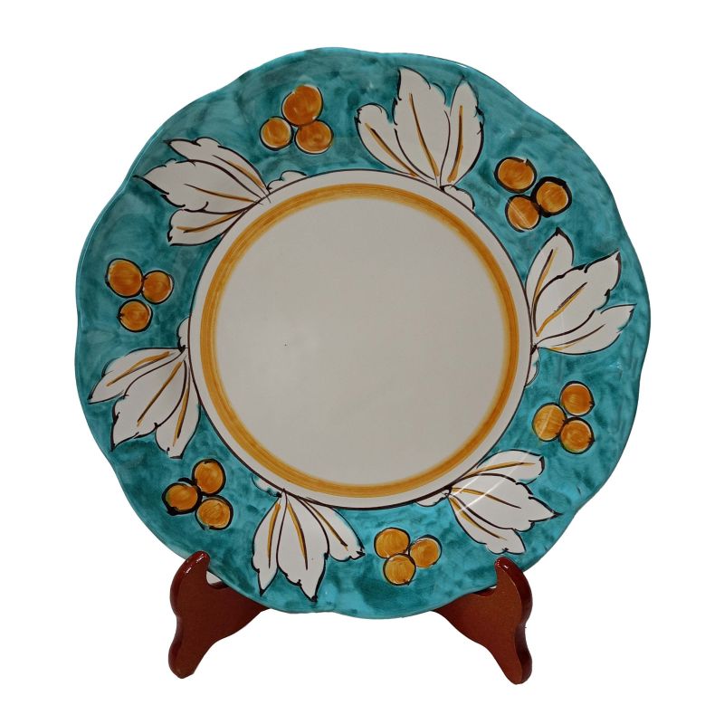 Plate. Positano Model. Leaves. Vietri ceramic....