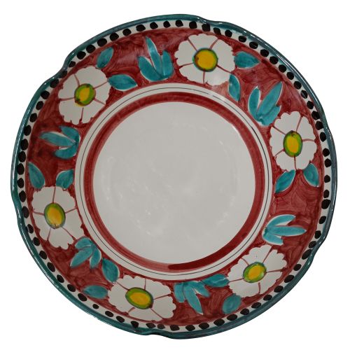 Smooth cup, soup plate, bowl, salad bowl. Positano line. Flowers. Hand-painted Vietri ceramics.