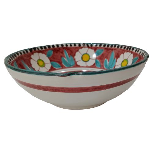 Smooth cup, soup plate, bowl, salad bowl. Positano line. Flowers. Hand-painted Vietri ceramics.
