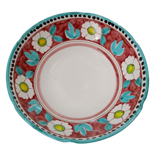 Smooth cup, soup plate, bowl, salad bowl. Positano line. Flowers. Hand-painted Vietri ceramics.