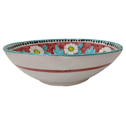 Smooth cup, soup plate, bowl, salad bowl. Positano line. Flowers. Hand-painted Vietri ceramics.